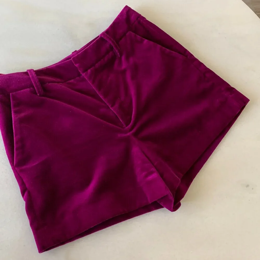Zadig & Voltaire Magenta Velvet Shorts - Picture 3 of 7